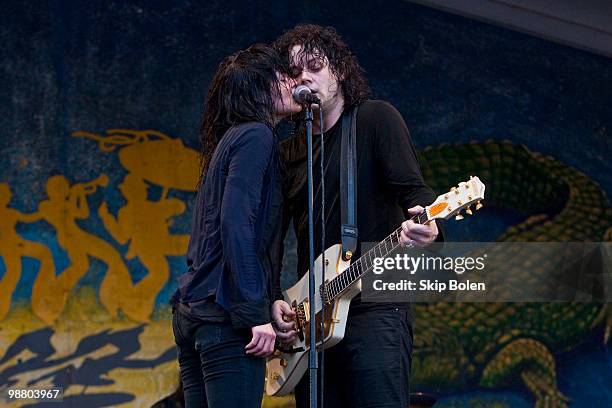 Singer and musicians Alison Mosshart and Jack White of The Dead Weather perform during day 7 of the 41st annual New Orleans Jazz & Heritage Festival...