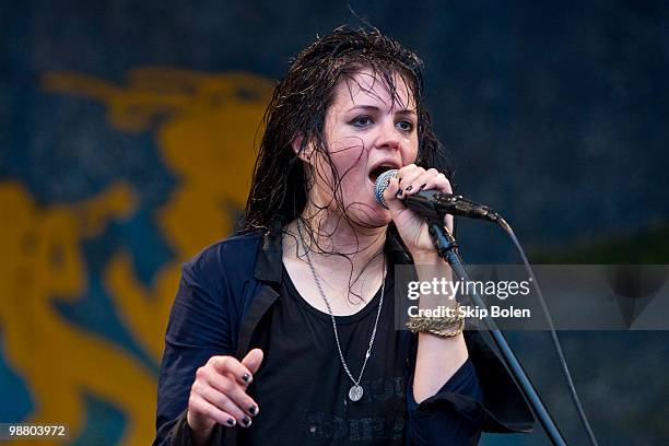 Singer and guitarist Alison Mosshart of The Dead Weather performs during day 7 of the 41st annual New Orleans Jazz & Heritage Festival at the Fair...