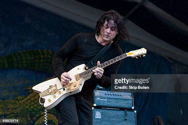 Singer and guitarist Jack White of The Dead Weather performs during day 7 of the 41st annual New Orleans Jazz & Heritage Festival at the Fair Grounds...