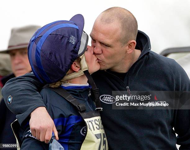 Zara Phillips kisses boyfriend Mike Tindall after completing the cross country phase of the Badminton Horse Trials on May 2, 2010 in Badminton,...