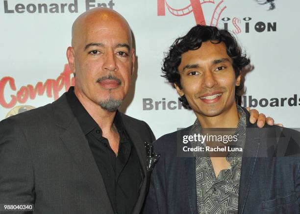 Actors Roberto Sanchez and Priyom Haider arrive at "Compton's Finest" Los Angeles Premiere at The WGA Theater on June 29, 2018 in Beverly Hills,...