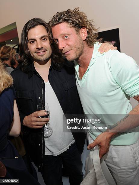 Designer Jamison Ernest and Lapo Elkann attend the Francesco Carrozzini photo exhibition at Diane Von Furstenberg Gallery on May 2, 2010 in New York...