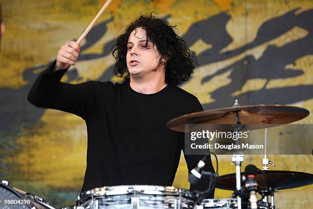 Jack White of the Dead weather performs at the 2010 New Orleans Jazz & Heritage Festival Presented By Shell, at the Fair Grounds Race Course on May...