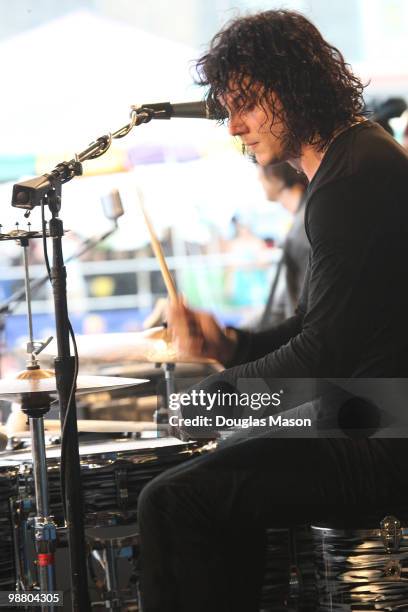 Jack White of the Dead weather performs at the 2010 New Orleans Jazz & Heritage Festival Presented By Shell, at the Fair Grounds Race Course on May...