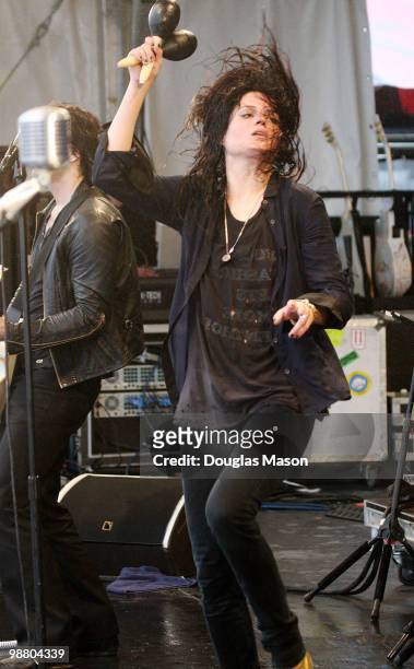 Alison Mosshart of the Dead weather performs at the 2010 New Orleans Jazz & Heritage Festival Presented By Shell, at the Fair Grounds Race Course on...