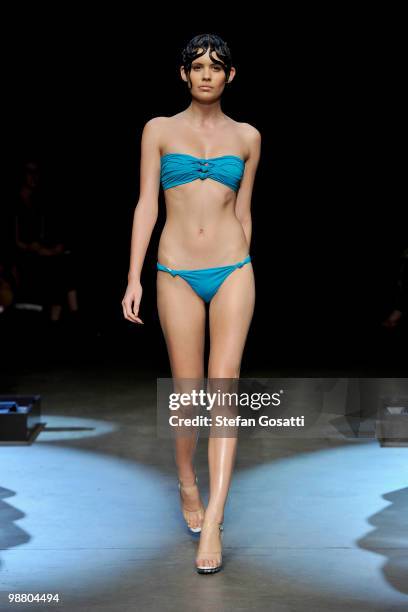 Model showcases designs by Seventh Wonderland on the catwalk on the first day of Rosemount Australian Fashion Week Spring/Summer 2010/11 at the...