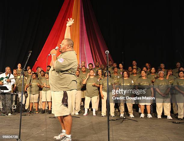 The St. Joseph the Worker Choir performs at the 2010 New Orleans Jazz & Heritage Festival Presented By Shell, at the Fair Grounds Race Course on May...