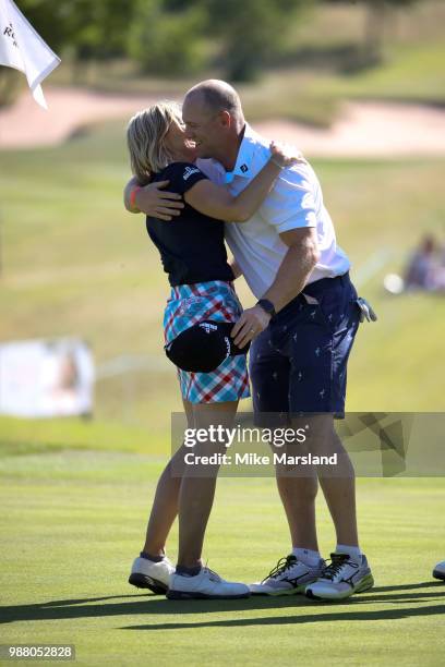 Jenni Falconer and Mike Tindall during the 2018 'Celebrity Cup' at Celtic Manor Resort on June 30, 2018 in Newport, Wales.