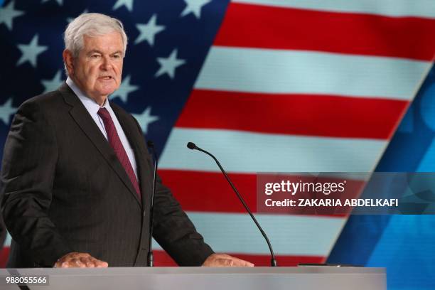 Newt Gingrich, former US Speaker of the House attends "Free Iran 2018 - the Alternative" event organized by exiled Iranian opposition group on June...