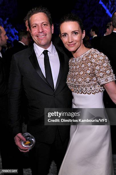 Darren Star and Kristin Davis attend the Bloomberg/Vanity Fair party following the 2010 White House Correspondents' Association Dinner at the...