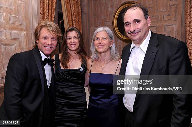 Jon Bon Jovi, Dorothea Hurley, Susan Axelrod, and David Axelrod attend the Bloomberg/Vanity Fair party following the 2010 White House Correspondents'...