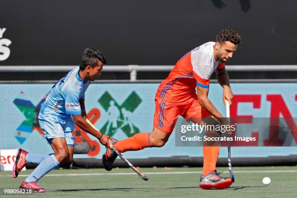 Valentin Verga of Holland during the Champions Trophy match between Holland v India at the Hockeyclub Breda on June 30, 2018 in Breda Netherlands