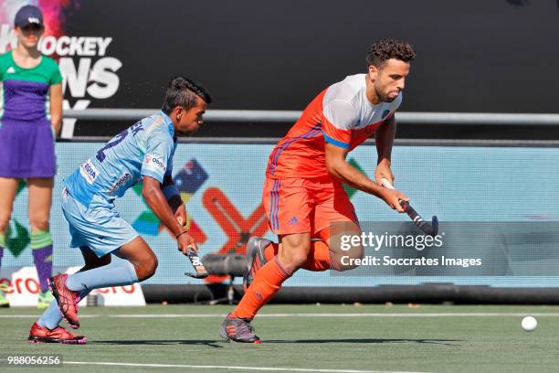 Valentin Verga of Holland during the Champions Trophy match between Holland v India at the Hockeyclub Breda on June 30, 2018 in Breda Netherlands