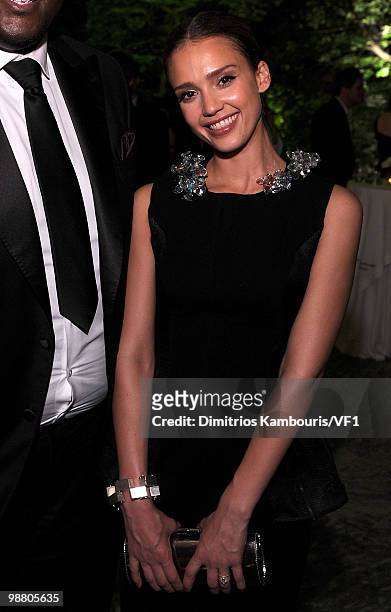 Jessica Alba attends the Bloomberg/Vanity Fair party following the 2010 White House Correspondents' Association Dinner at the residence of the French...