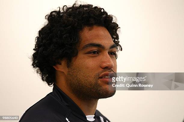 Adam Blair of the Kiwis speaks to the media during a New Zealand Kiwis media session at AAMI Park on May 3, 2010 in Melbourne, Australia.