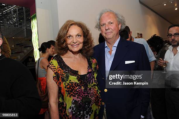 Designer Diane von Furstenberg and Graydon Carter attend the Francesco Carrozzini photo exhibition at Diane Von Furstenberg Gallery on May 2, 2010 in...