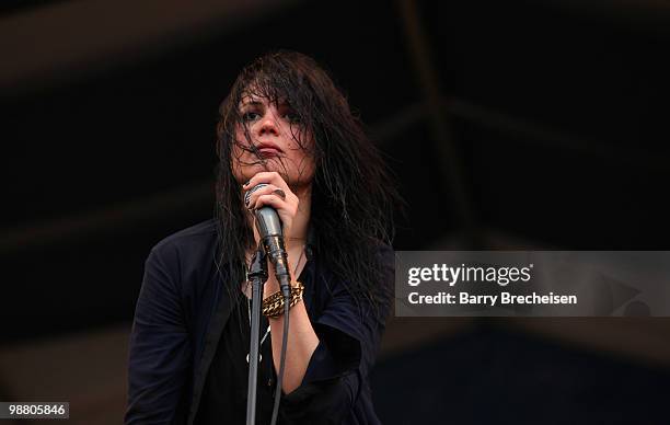 Singer Alison Mosshart of Dead Weather performs during day 7 of the 41st annual New Orleans Jazz & Heritage Festival at the Fair Grounds Race Course...