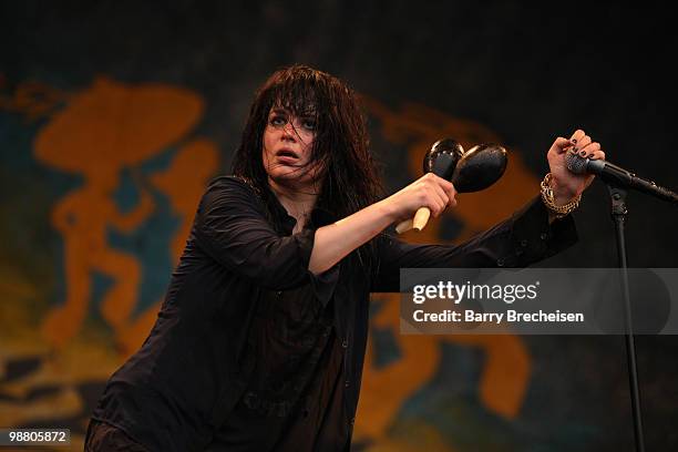 Singer Alison Mosshart of Dead Weather performs during day 7 of the 41st annual New Orleans Jazz & Heritage Festival at the Fair Grounds Race Course...