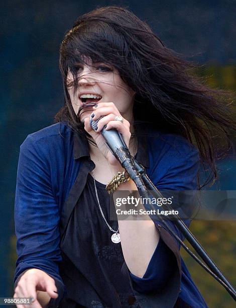 Alison Mosshart of The Dead Weather performs during the 41st Annual New Orleans Jazz & Heritage Festival Presented by Shell at Fair Grounds Race...