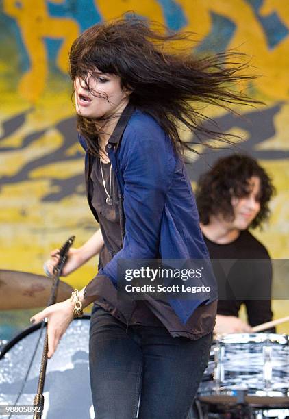 Alison Mosshart of The Dead Weather performs during the 41st Annual New Orleans Jazz & Heritage Festival Presented by Shell at Fair Grounds Race...