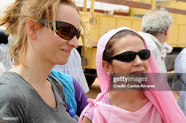 Spanish actresses Mar Regueras and Victoria Abril visit Dajla's Saharan refugee camp during the 7th Sahara International Film Festival on May 2, 2010...