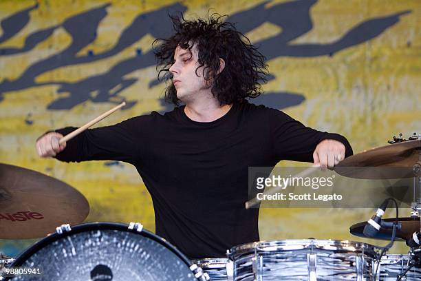 Jack White of The Dead Weather performs during the 41st Annual New Orleans Jazz & Heritage Festival Presented by Shell at Fair Grounds Race Course on...