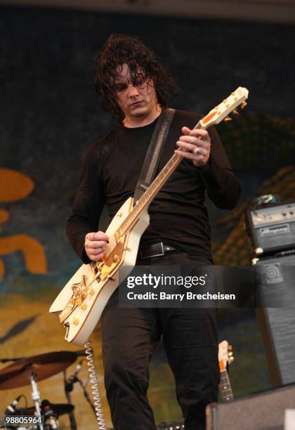 Musician Jack White of the Dead Weather performs during day 7 of the 41st annual New Orleans Jazz & Heritage Festival at the Fair Grounds Race Course...