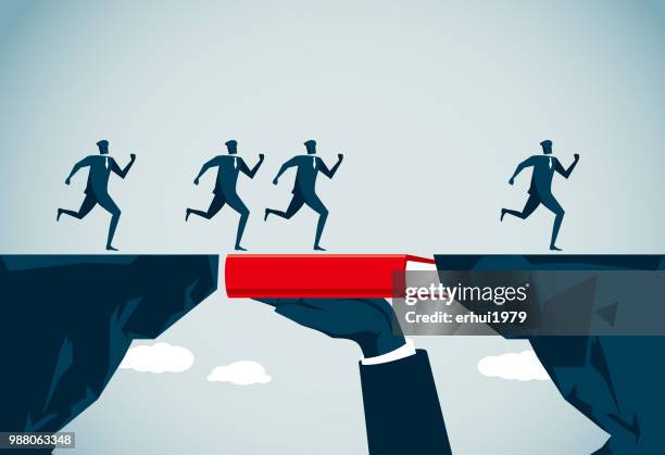 bridging the gap - hand picking up stock illustrations