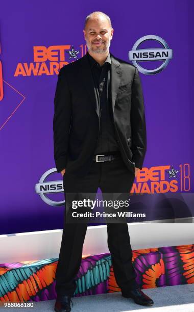 Jesse Collins arrives to the 2018 BET Awards held at Microsoft Theater on June 24, 2018 in Los Angeles, California.