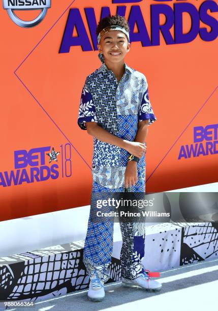 Miles Brown arrives to the 2018 BET Awards held at Microsoft Theater on June 24, 2018 in Los Angeles, California.