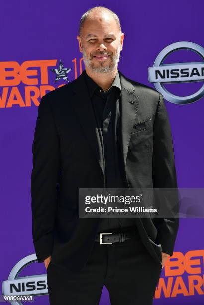 Jesse Collins arrives to the 2018 BET Awards held at Microsoft Theater on June 24, 2018 in Los Angeles, California.