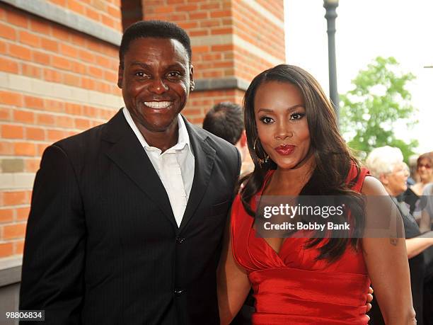 Carl Lewis and Vivica Fox attend the 3rd Annual New Jersey Hall of Fame Induction Ceremony at the New Jersey Performing Arts Center on May 2, 2010 in...