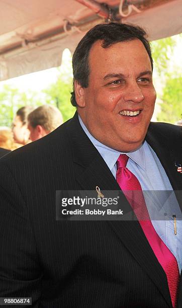 New Jersey Governor Chris Christie attends the 3rd Annual New Jersey Hall of Fame Induction Ceremony at the New Jersey Performing Arts Center on May...