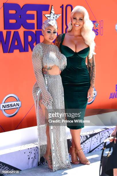 Blac Chyna and Amber Rose arrive to the 2018 BET Awards held at Microsoft Theater on June 24, 2018 in Los Angeles, California.