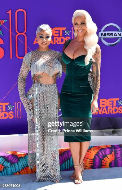 Blac Chyna and Amber Rose arrive to the 2018 BET Awards held at Microsoft Theater on June 24, 2018 in Los Angeles, California.