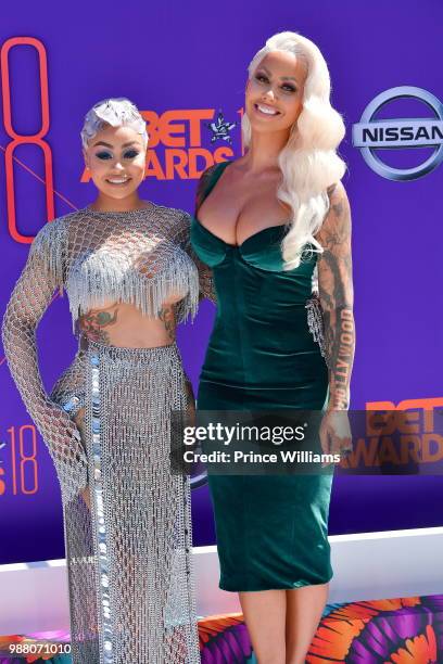 Blac Chyna and Amber Rose arrive to the 2018 BET Awards held at Microsoft Theater on June 24, 2018 in Los Angeles, California.