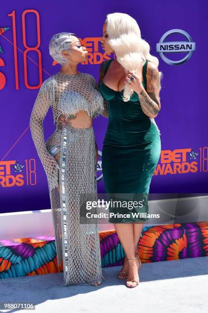 Blac Chyna and Amber Rose arrive to the 2018 BET Awards held at Microsoft Theater on June 24, 2018 in Los Angeles, California.