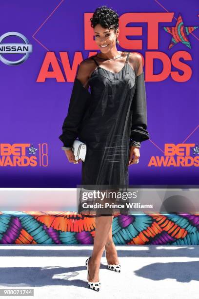 Tami Roman arrives to the 2018 BET Awards held at Microsoft Theater on June 24, 2018 in Los Angeles, California.