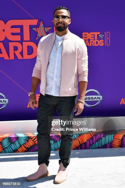 Actor Christian Keyes arrives to the 2018 BET Awards held at Microsoft Theater on June 24, 2018 in Los Angeles, California.