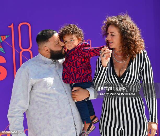 Khaled, Asahd Tuck Khaled and Nicole Tuck arrive to the 2018 BET Awards held at Microsoft Theater on June 24, 2018 in Los Angeles, California.