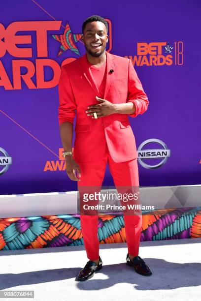 Woody McClain arrives to the 2018 BET Awards held at Microsoft Theater on June 24, 2018 in Los Angeles, California.