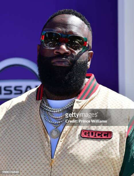 Rick Ross arrives to the 2018 BET Awards held at Microsoft Theater on June 24, 2018 in Los Angeles, California.