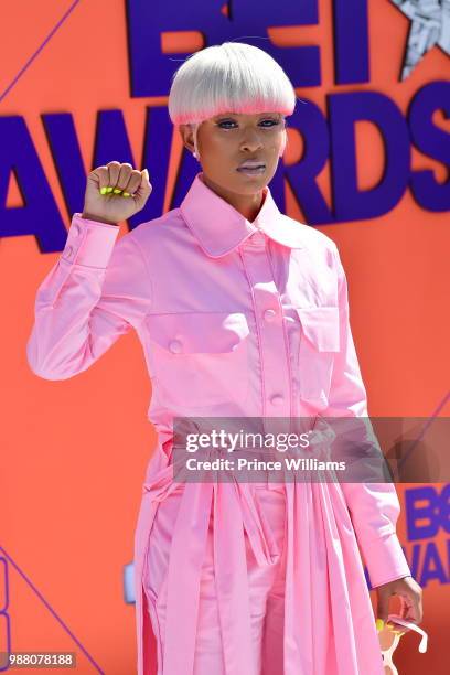 Dej Loaf arrives to the 2018 BET Awards held at Microsoft Theater on June 24, 2018 in Los Angeles, California.