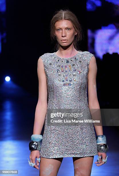 Model showcases designs by Bec & Bridge on the catwalk on the first day of Rosemount Australian Fashion Week Spring/Summer 2010/11 at the Overseas...