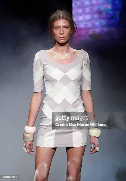 Model showcases designs by Bec & Bridge on the catwalk on the first day of Rosemount Australian Fashion Week Spring/Summer 2010/11 at the Overseas...