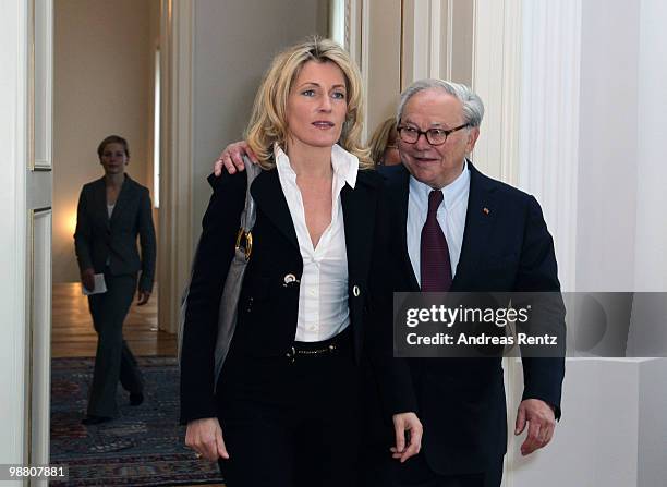 Hubert Burda, head of the Hubert Burda Media Holding and his wife Maria Furtwaengler arrive at Bellevue palace on May 3, 2010 in Berlin, Germany....