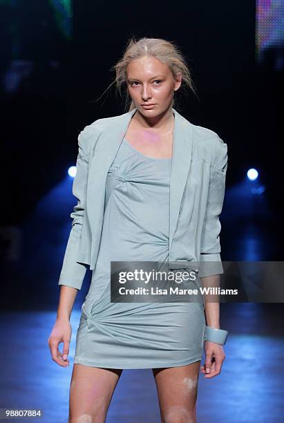 Model showcases designs by Bec & Bridge on the catwalk on the first day of Rosemount Australian Fashion Week Spring/Summer 2010/11 at the Overseas...