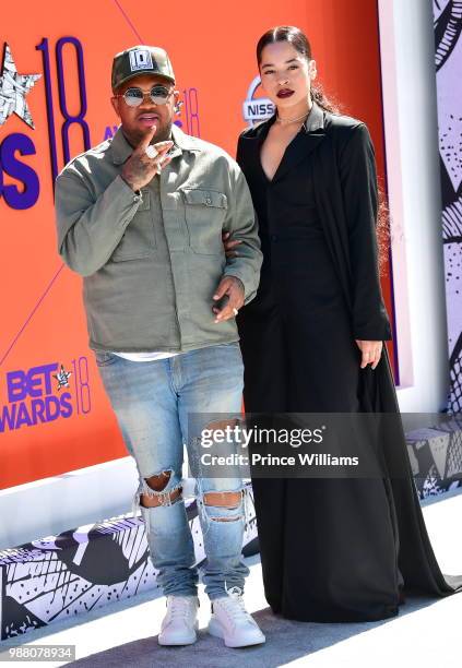 Mustard and Ella Mai arrive to the 2018 BET Awards held at Microsoft Theater on June 24, 2018 in Los Angeles, California.