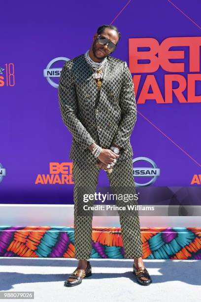 Chainz arrives to the 2018 BET Awards held at Microsoft Theater on June 24, 2018 in Los Angeles, California.