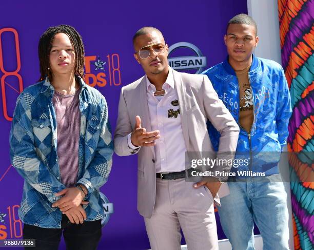 Domani Harris, T.I. And Messiah Harris arrive to the 2018 BET Awards held at Microsoft Theater on June 24, 2018 in Los Angeles, California.